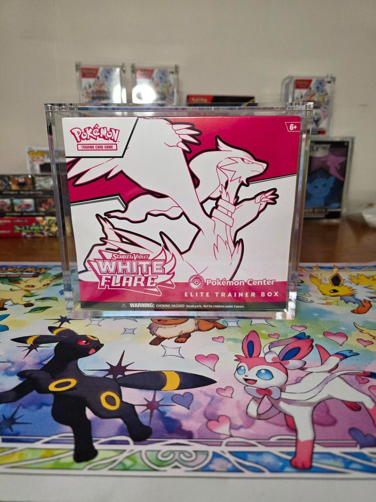 Sealed White Flare Pokémon Center Elite Trainer Box (ETB) with acrylic case