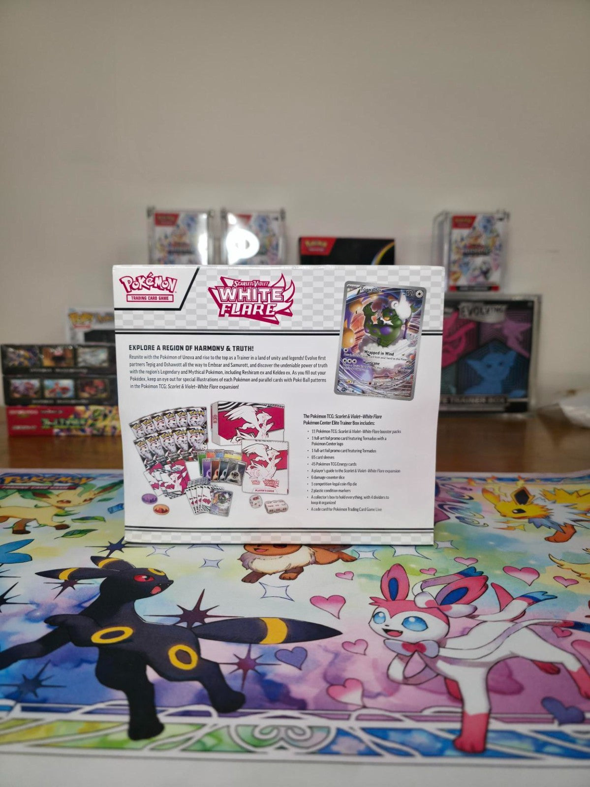 Sealed White Flare Pokémon Center Elite Trainer Box (ETB) with acrylic case
