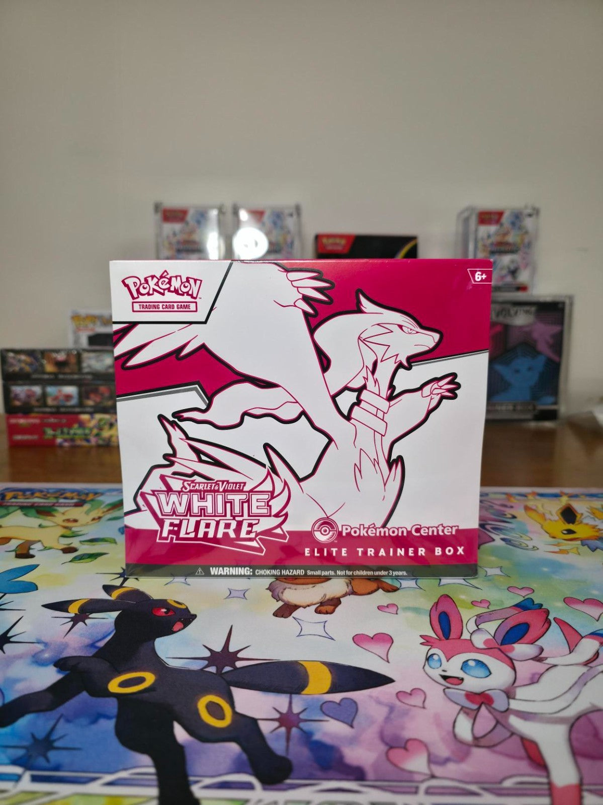 Sealed White Flare Pokémon Center Elite Trainer Box (ETB) with acrylic case