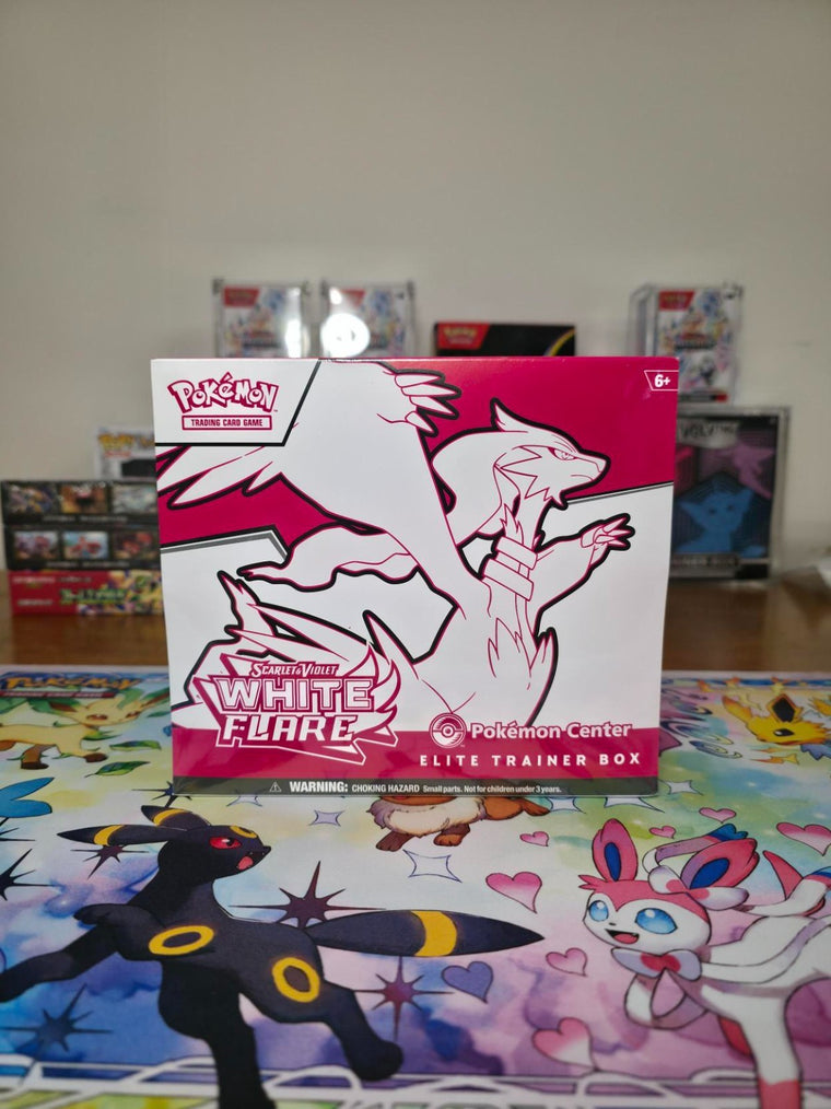 Sealed White Flare Pokémon Center Elite Trainer Box (ETB) with acrylic case